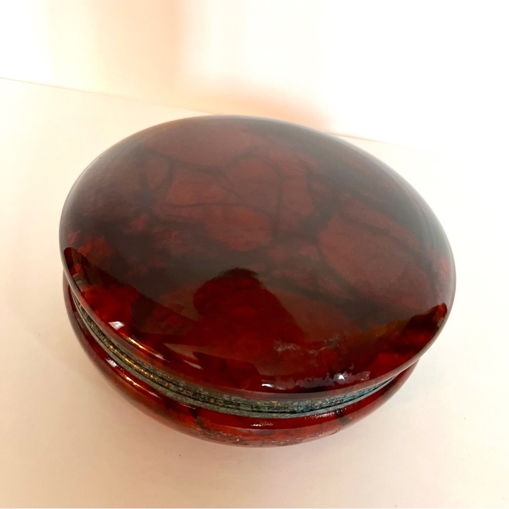Genuine Alabaster Trinket Box handcrafted in Italy (this is the largest size)
